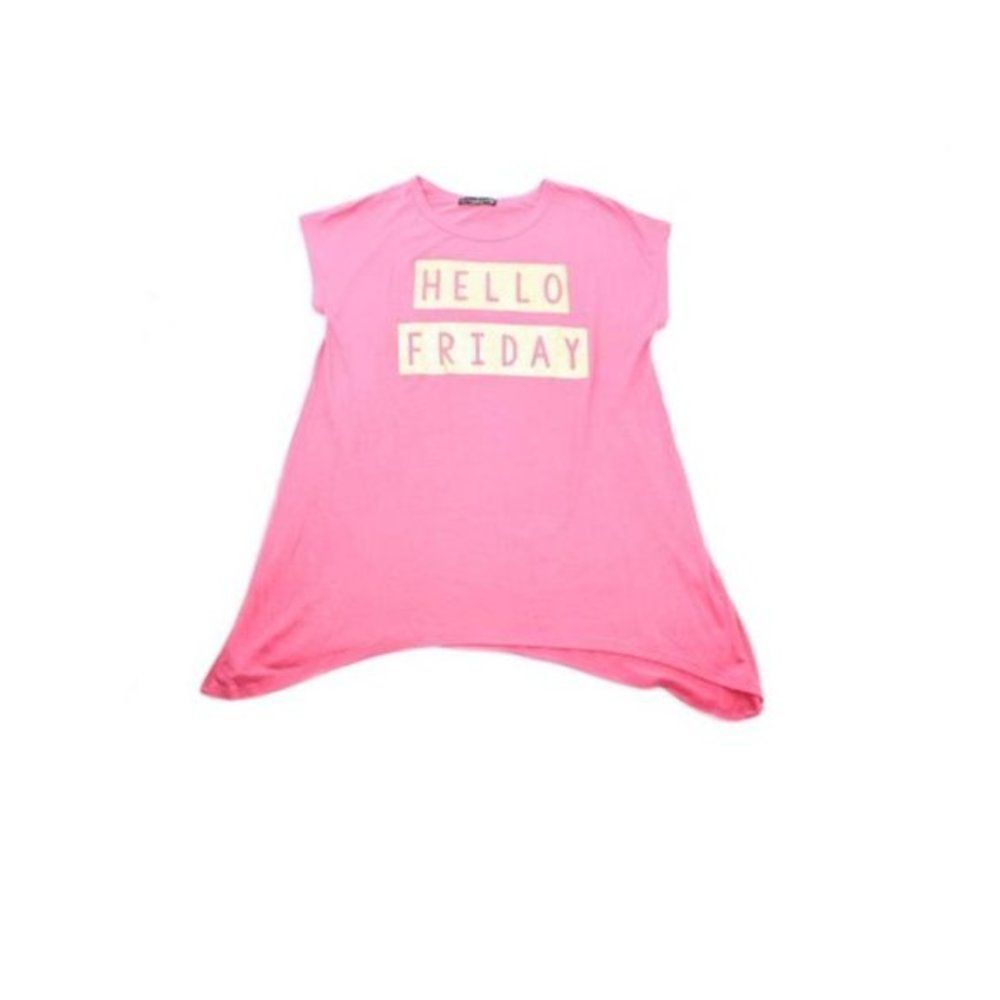 RECYCLED KARMA Coral Hello Friday Tee Shirt